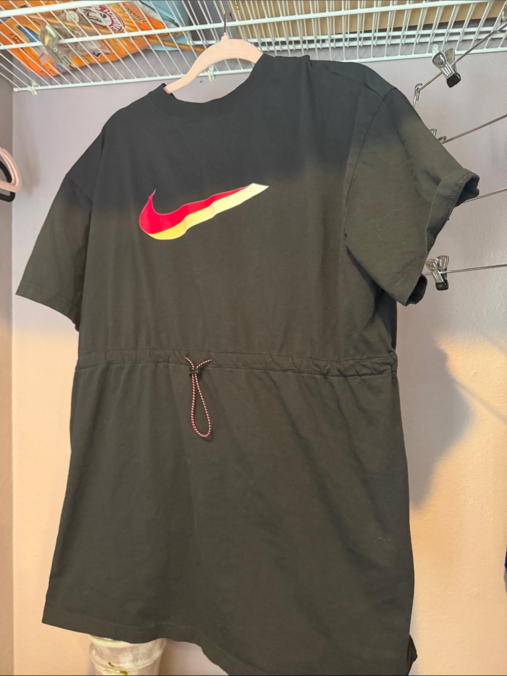 Nike Black Tee Dress with pink and cream Gradient Swoosh